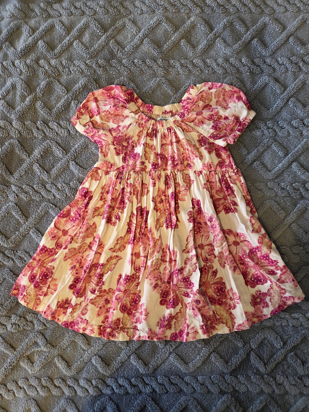 Old Navy Girls Pink Floral Puff-Sleeve Dress, 4T